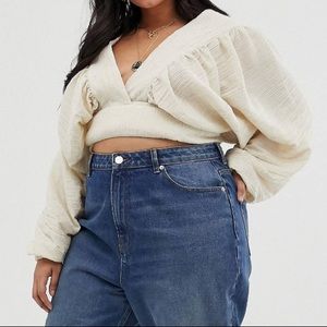 ASOS Plus Wrap Cream Top